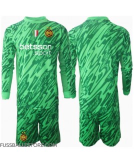 Günstige Inter Milan Torwart Heimtrikotsatz Kinder 2024-25 Langarm (+ Kurze Hosen)